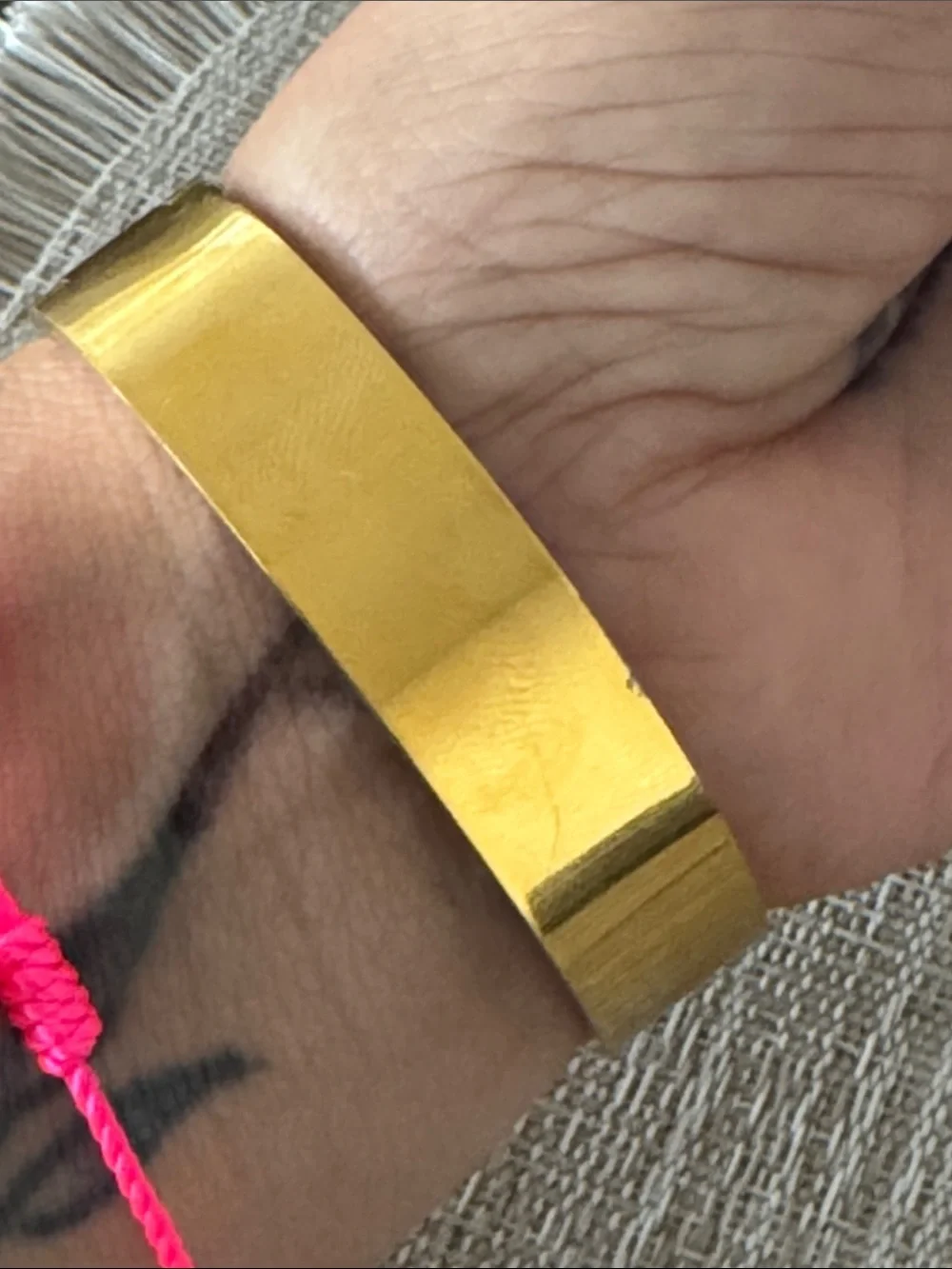 White Quilted style Bangle with Gold Logo Accent